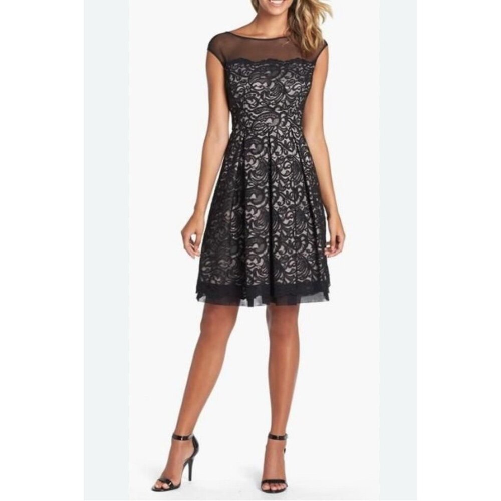 Eliza J Women's Black Lace‎ Sleeveless Fit Flare Party Wedding Dress Sz 8 Goth